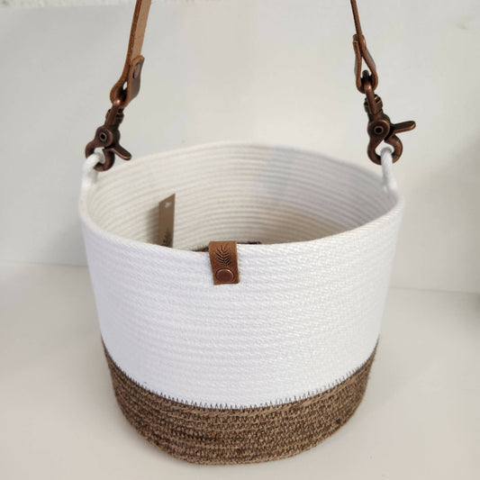 Large Basket with Leather Handle