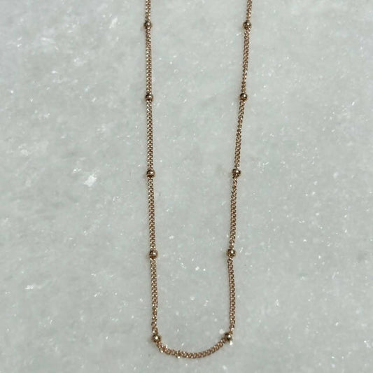 RG Curb Chain + Bead Choker Necklace NS034-RG