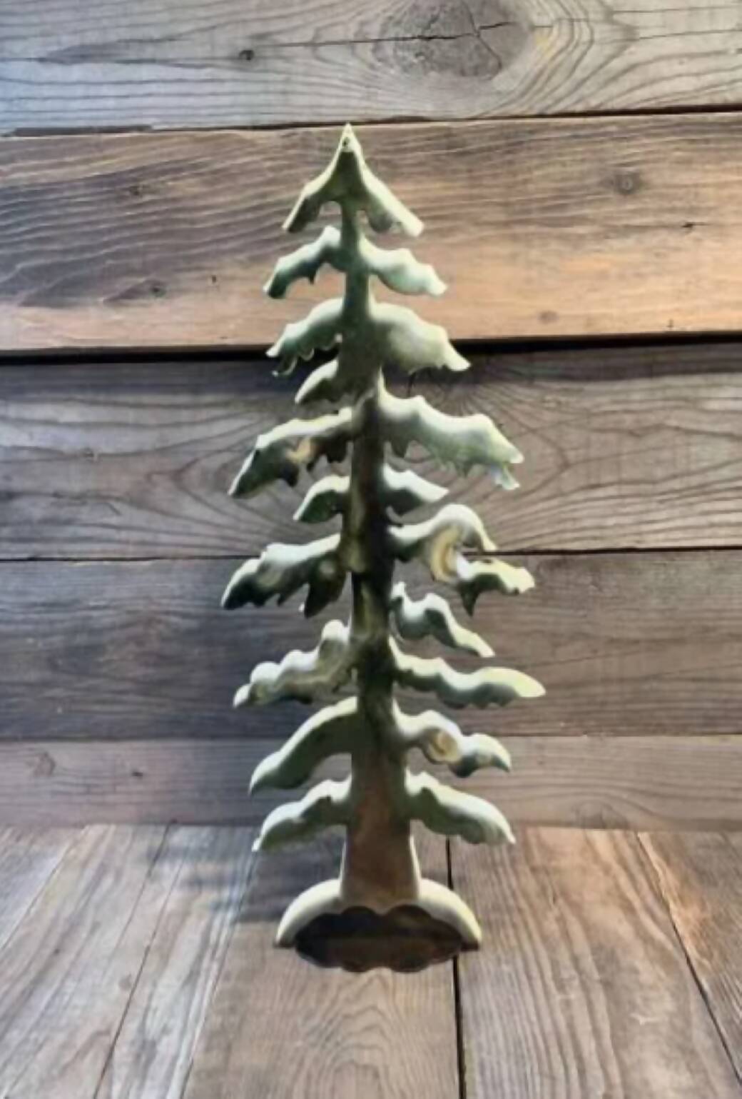 Handpainted Decor Tree - Green/Snowy