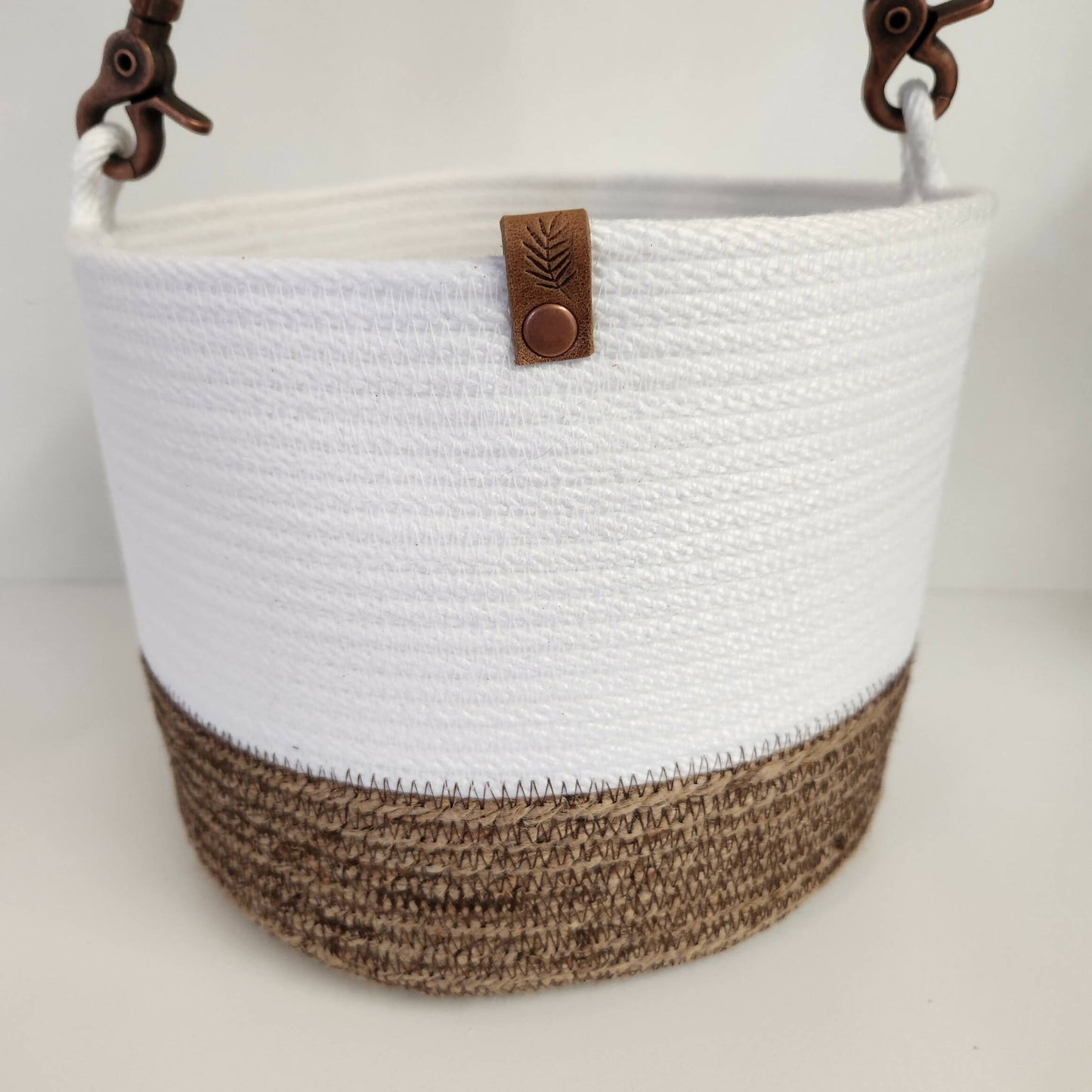 Large Basket with Leather Handle