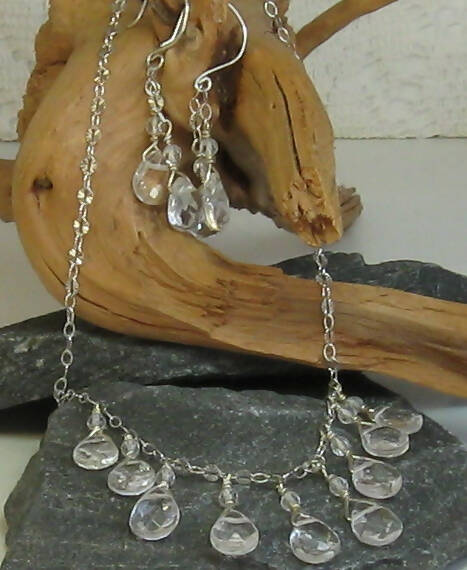 Crystal Quartz Argentium(R) Sterling Silver Necklace & Earring Set