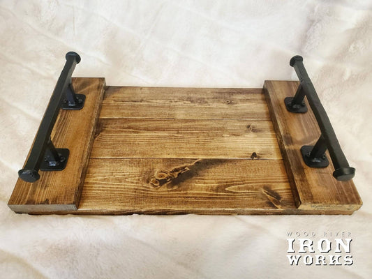 Rustic tray with Railway Spike Handles