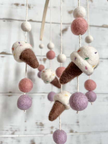 Baby Mobile: Felted Ice Cream Cones