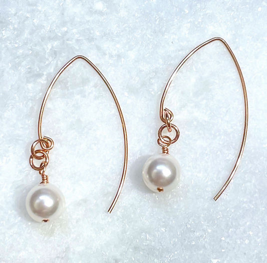 RG White Pearl Earrings E096-RG