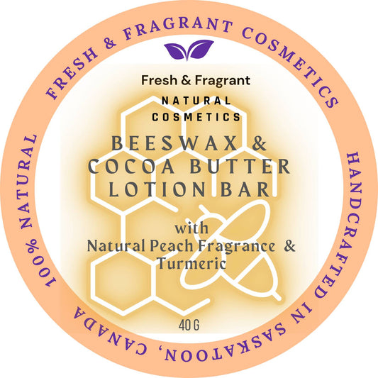 Cocoa Butter and Beeswax Lotion Bar with Natural Peach Fragrance