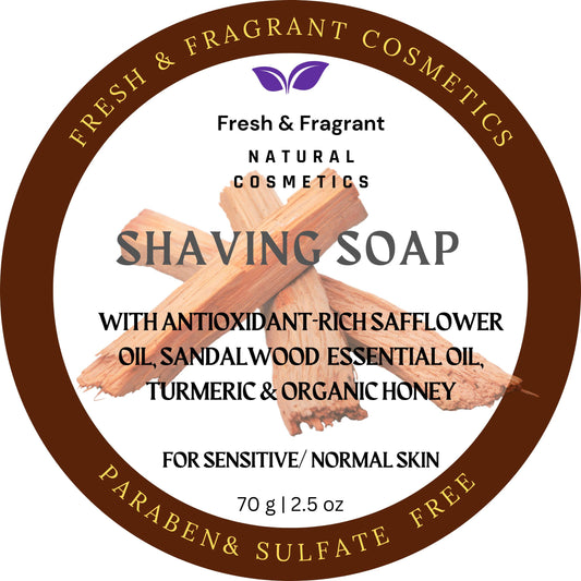 Shaving Soap with Safflower Oil, Sandalwood Essential Oil & Organic Honey