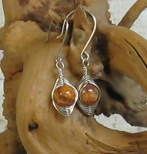 Crab Fire Agate Argentium(R) Sterling Silver Earrings