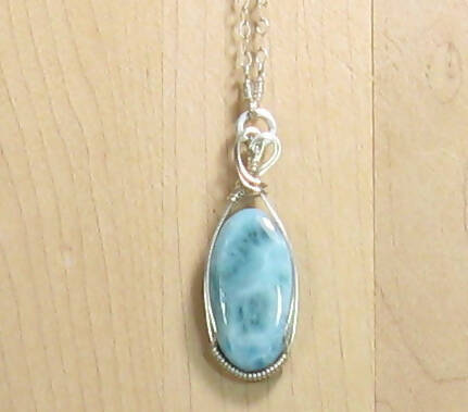 EXTRA LONG Larimar Argentium Sterling Silver Necklace