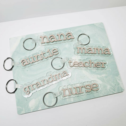 Floral Engraved Layered Acrylic Bag Tag